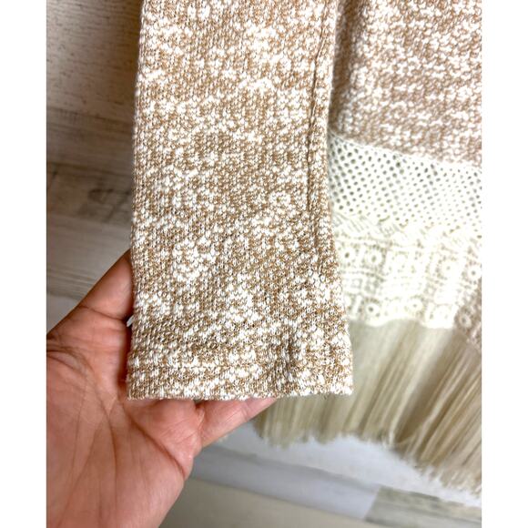 Altar'd State womens small long sleeve tan cream lace tunic top fringe sweater - Picture 7 of 8